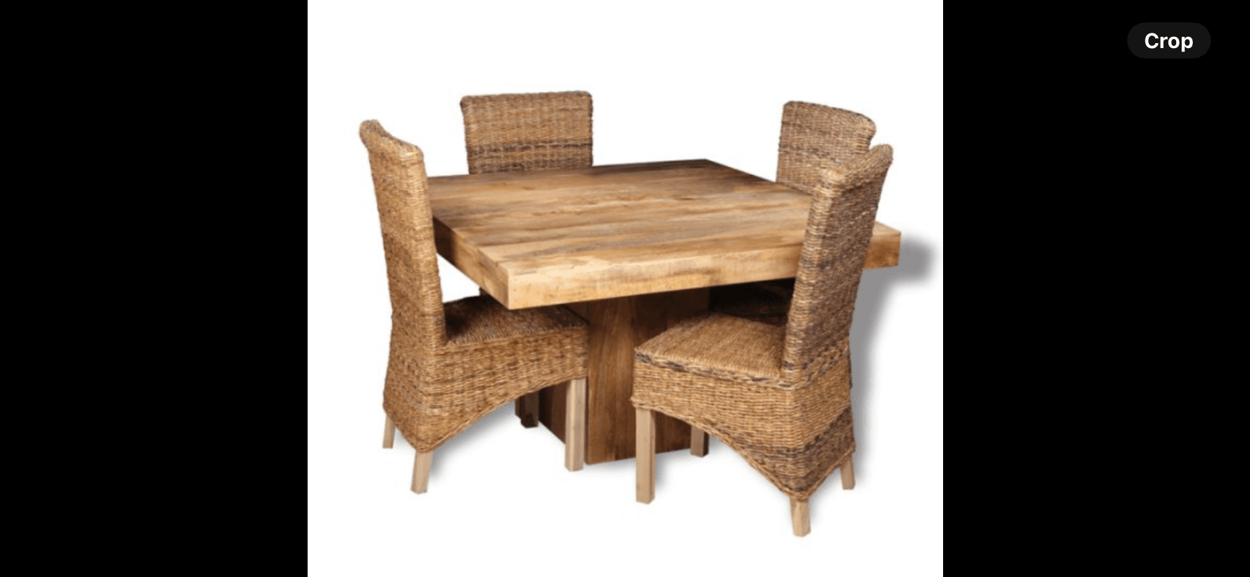 Dakota Solid Wood Dining 120cm Cube 4 Rattan Chairs
